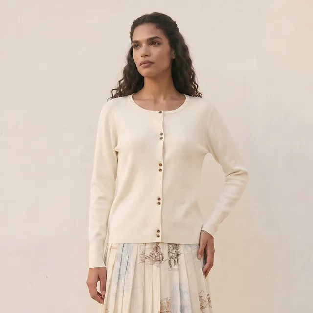 Splash Iconic Textured Round Neck Cardigan