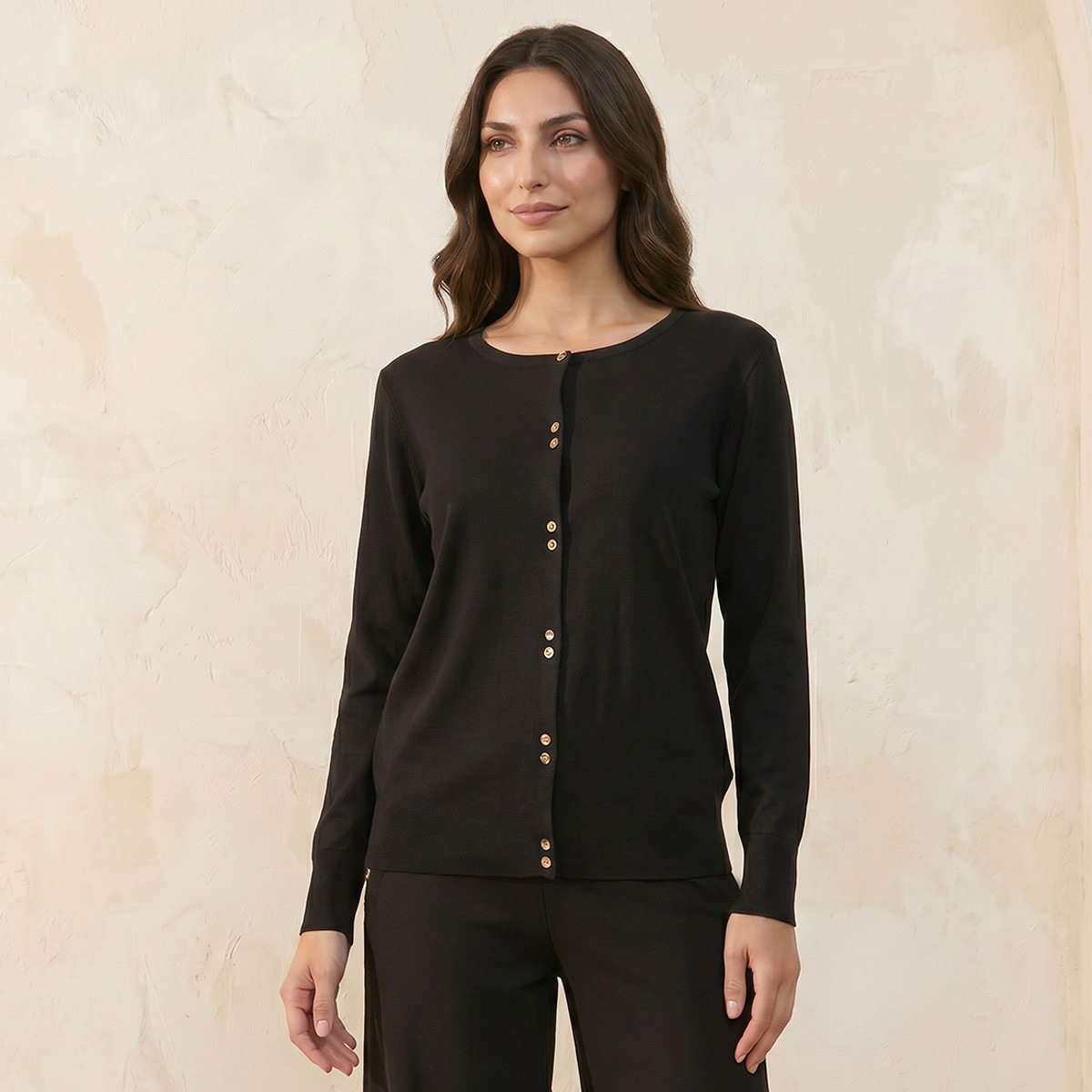 Splash Iconic Textured Round Neck Cardigan