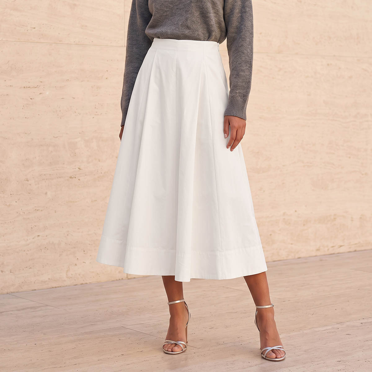 Midi Cotton Panelled Skirt