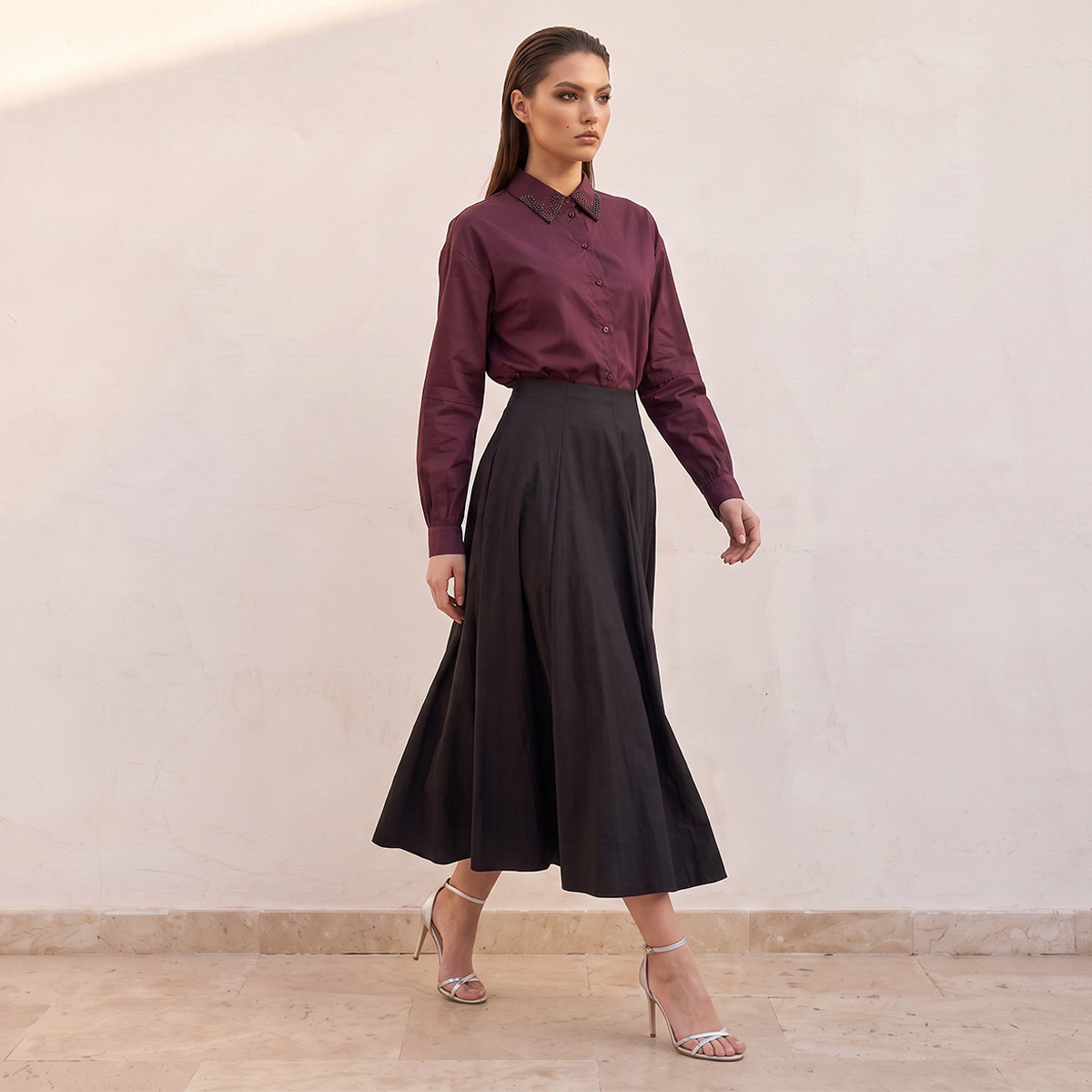 Splash Iconic Midi Length Cotton Panelled Skirt