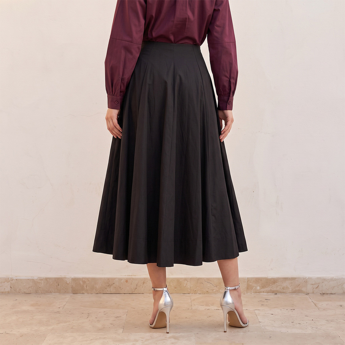 Splash Iconic Midi Length Cotton Panelled Skirt