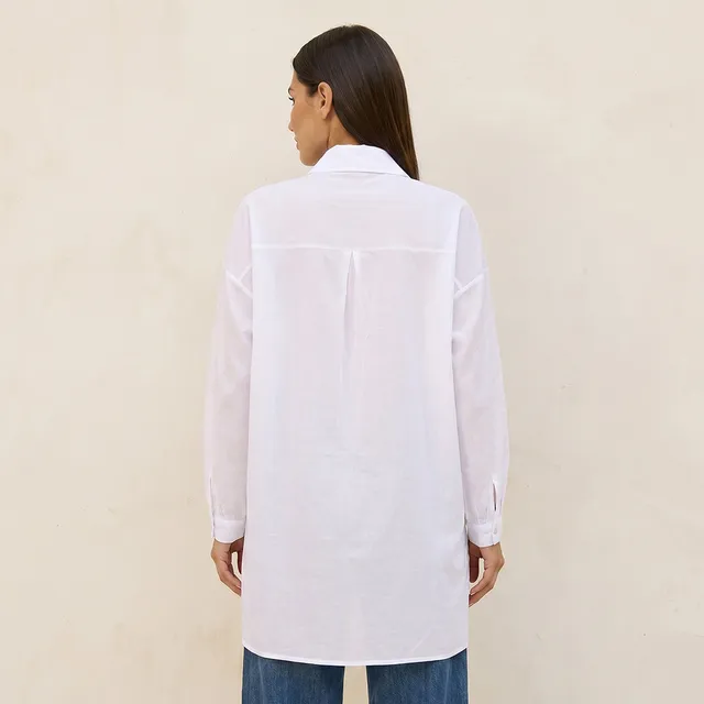 Splash Iconic Embroidered High-Low Hem Cotton Shirt – image 4