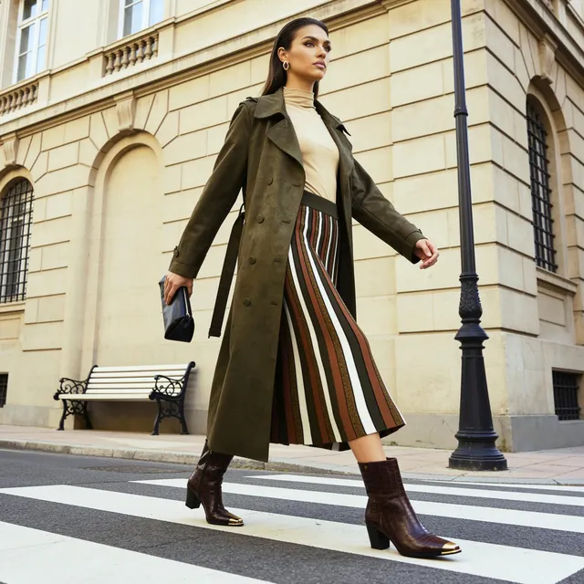 Splash Iconic Suede Trench Coat with Belt