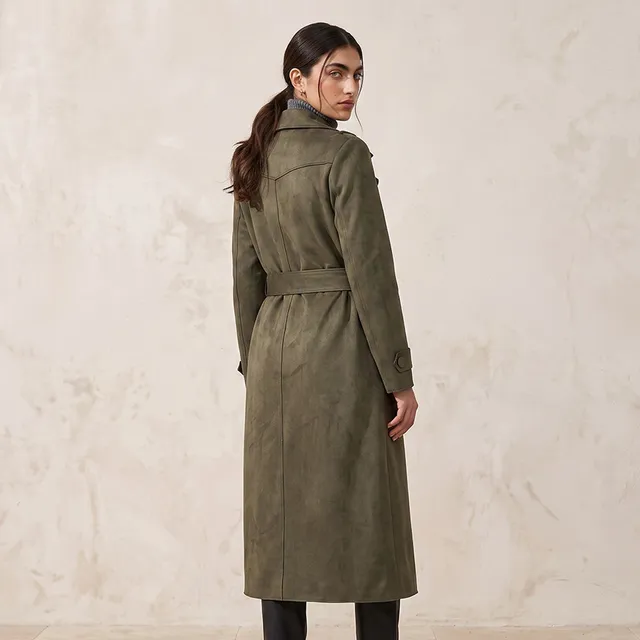 Splash Iconic Suede Trench Coat with Belt – image 5