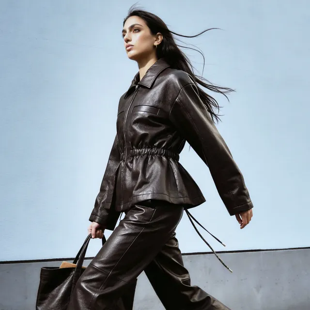 Iconic Faux Leather Jacket with Elasticated Waist