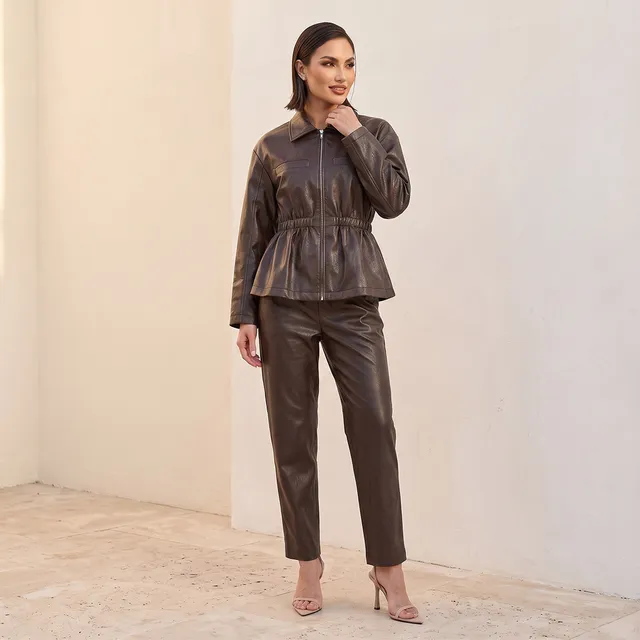 Iconic Faux Leather Jacket with Elasticated Waist – image 5