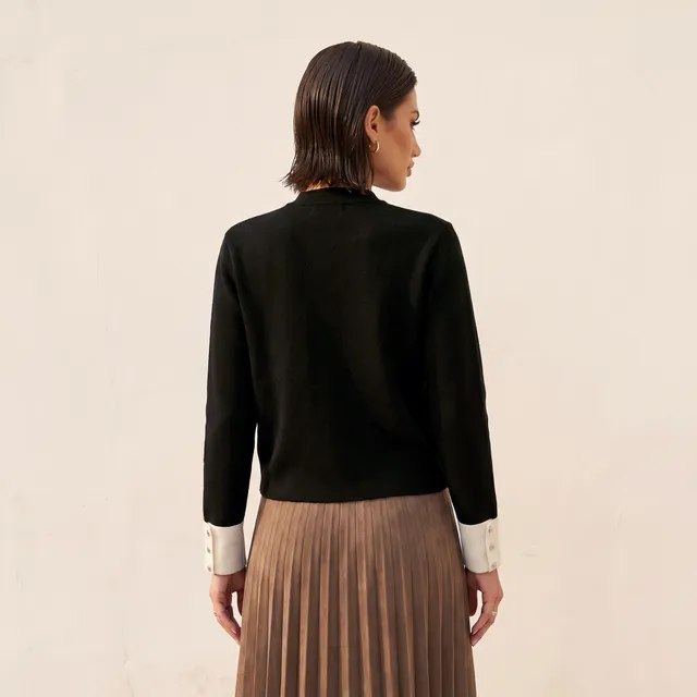 Splash Iconic Textured Cardigan with High Neck – image 3