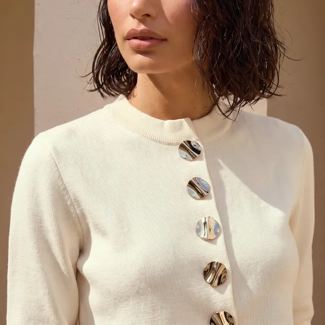 Splash Iconic Textured Cardigan with High Neck – image 7