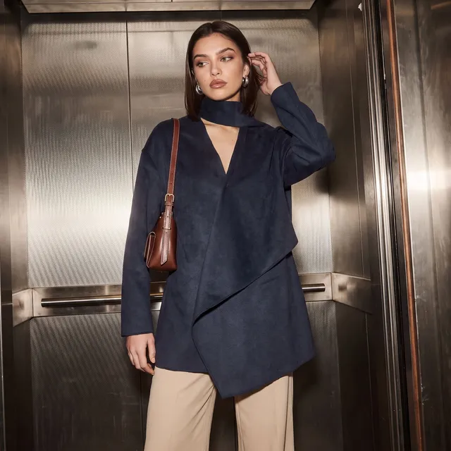 Splash Iconic Felt Jacket with Draped Neck