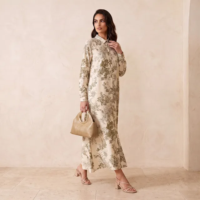 Splash Iconic Floral Print Trapeze Maxi Dress