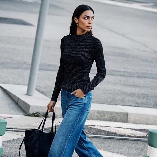 Iconic Textured High Neck Sweater