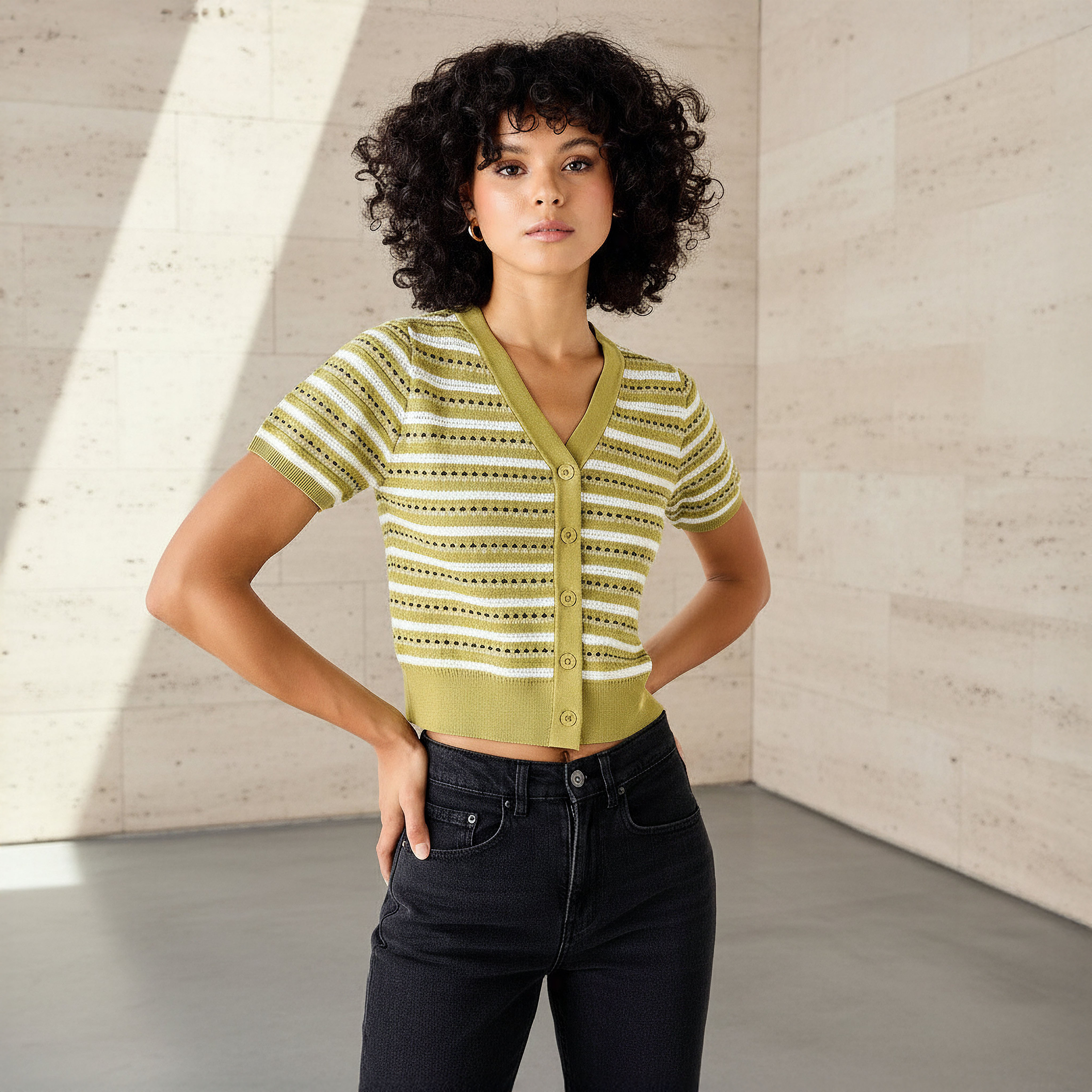 Lee Cooper Regular Fit Cardigan with Stripes