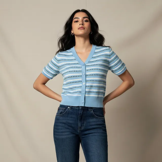 Lee Cooper Regular Fit Cardigan with Stripes
