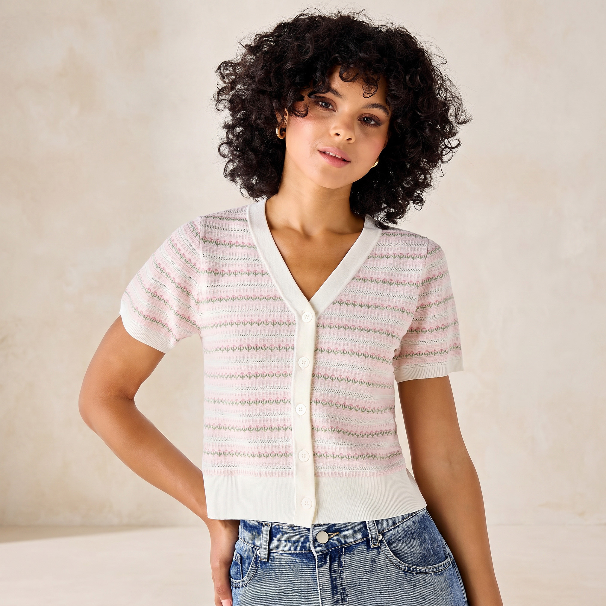Lee Cooper Regular Fit Cardigan with Stripes