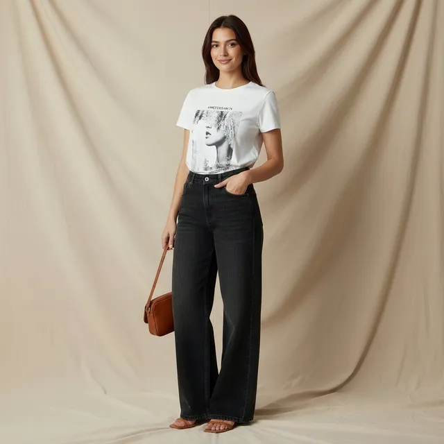 Lee Cooper Wide Leg Flexi Waist Jeans Ice
