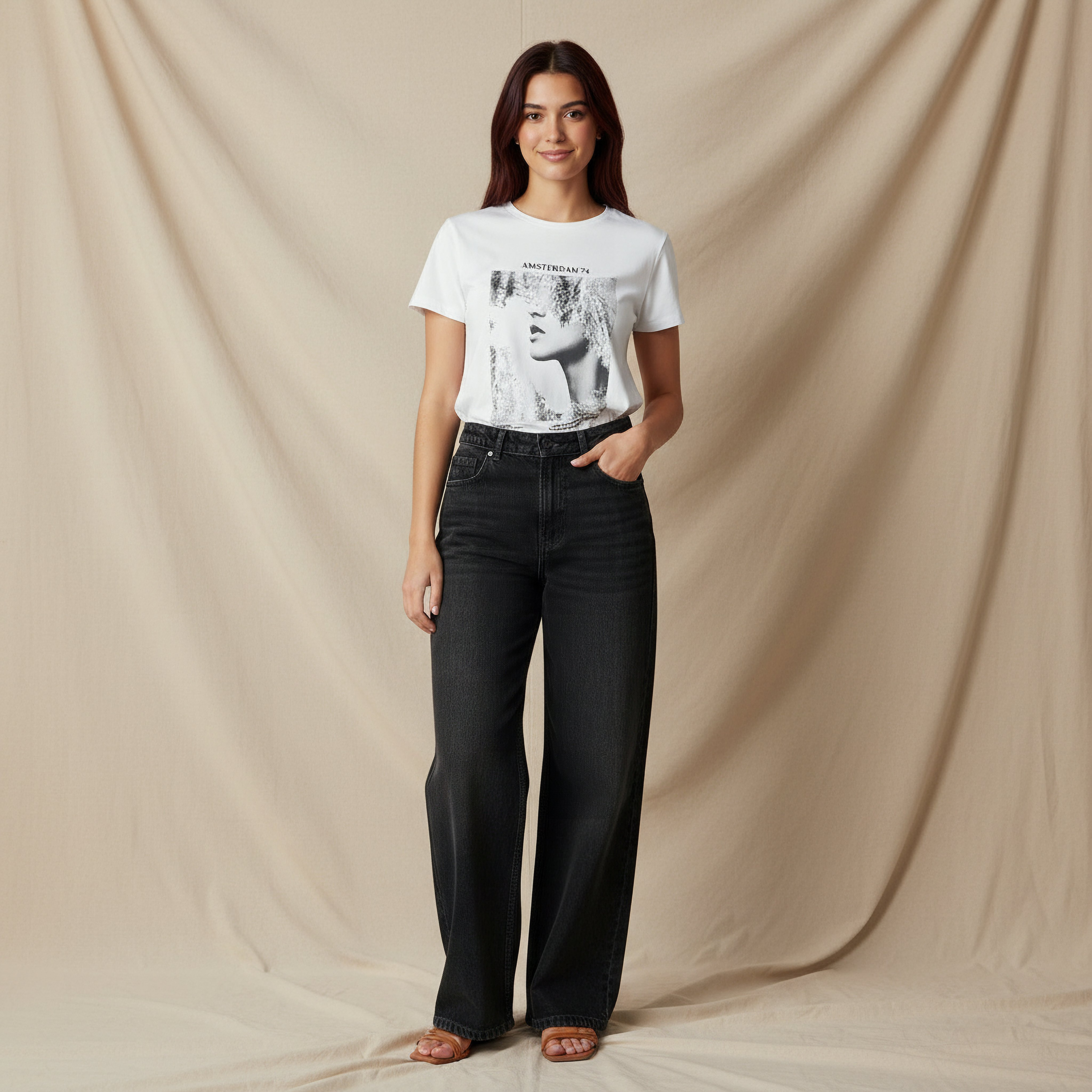 Lee Cooper Wide Leg Flexi Waist Jeans Ice