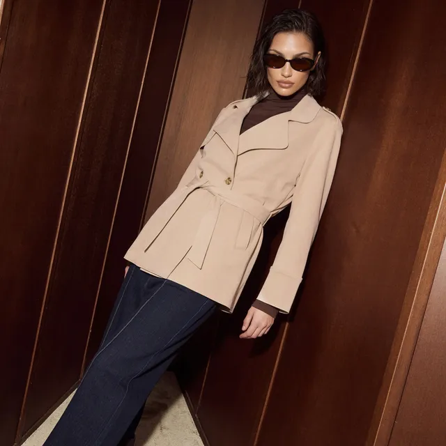 Lee Cooper Suede Trench Jacket with Belt