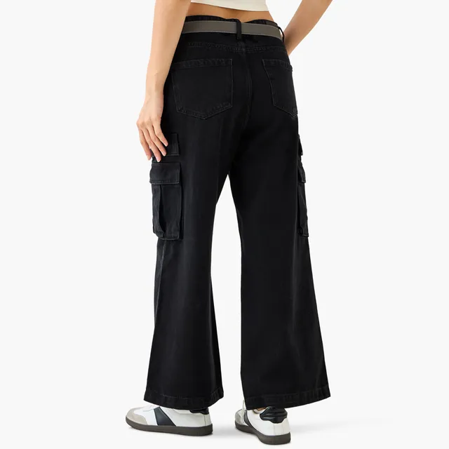 Cotton Cargo Wide Leg Jeans – image 3