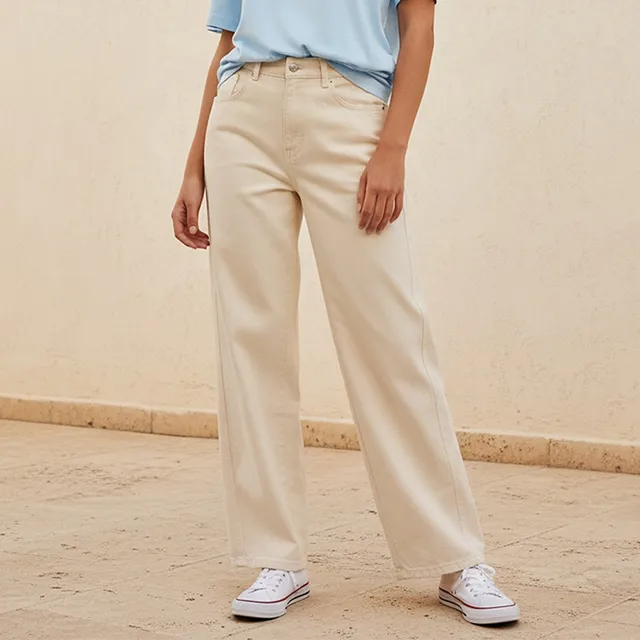 Barrel Fit Denim Jeans Ecru
