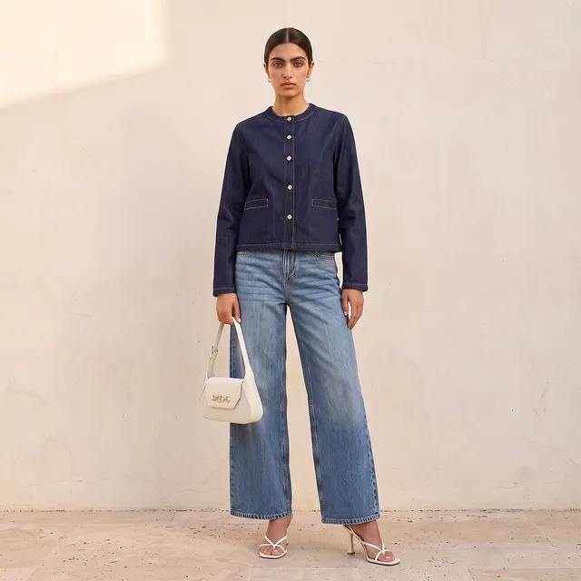 Splash Denim Jacket with Embellished Buttons – image 2