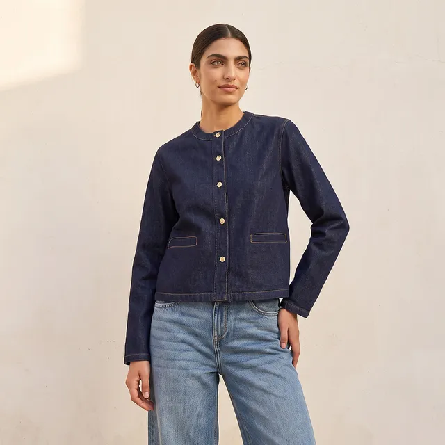 Splash Denim Jacket with Embellished Buttons – image 4