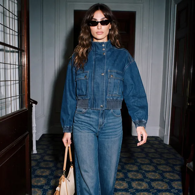 Splash Denim Regular Bomber Jacker with Flap Pockets