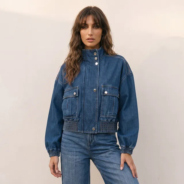 Splash Denim Regular Bomber Jacker with Flap Pockets – image 2