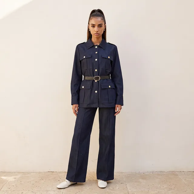 Splash Denim Longline Jacket with Belt – image 5