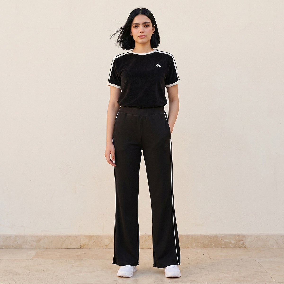 Kappa 2 Way Stretch Ribbed Wide Leg Pants