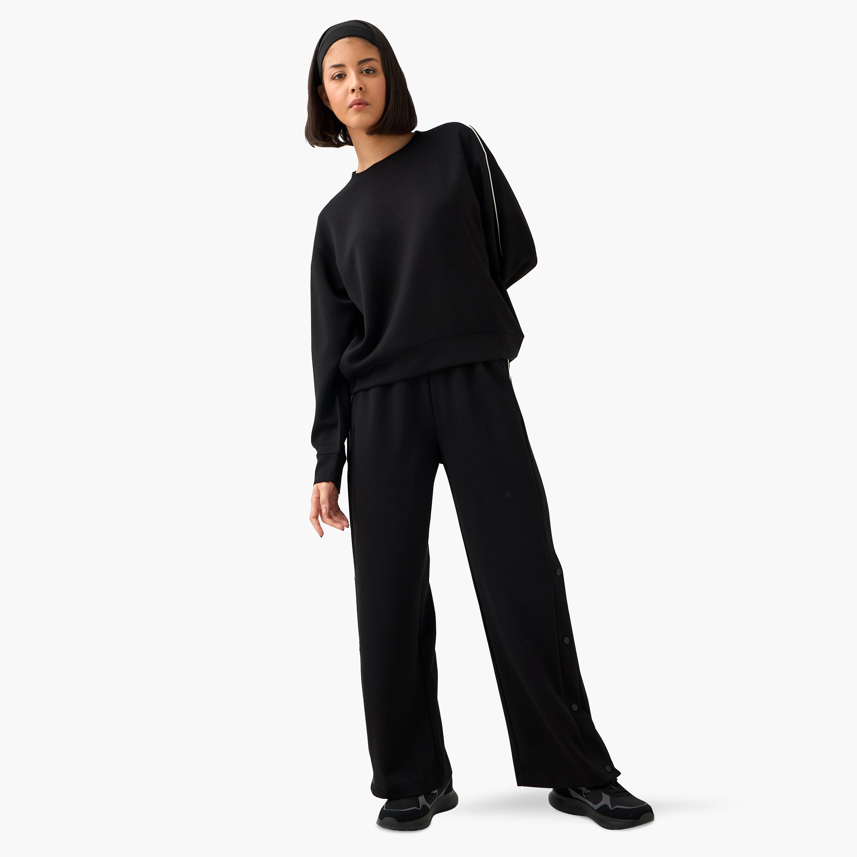 Women Contrast Piping Sweatshirt