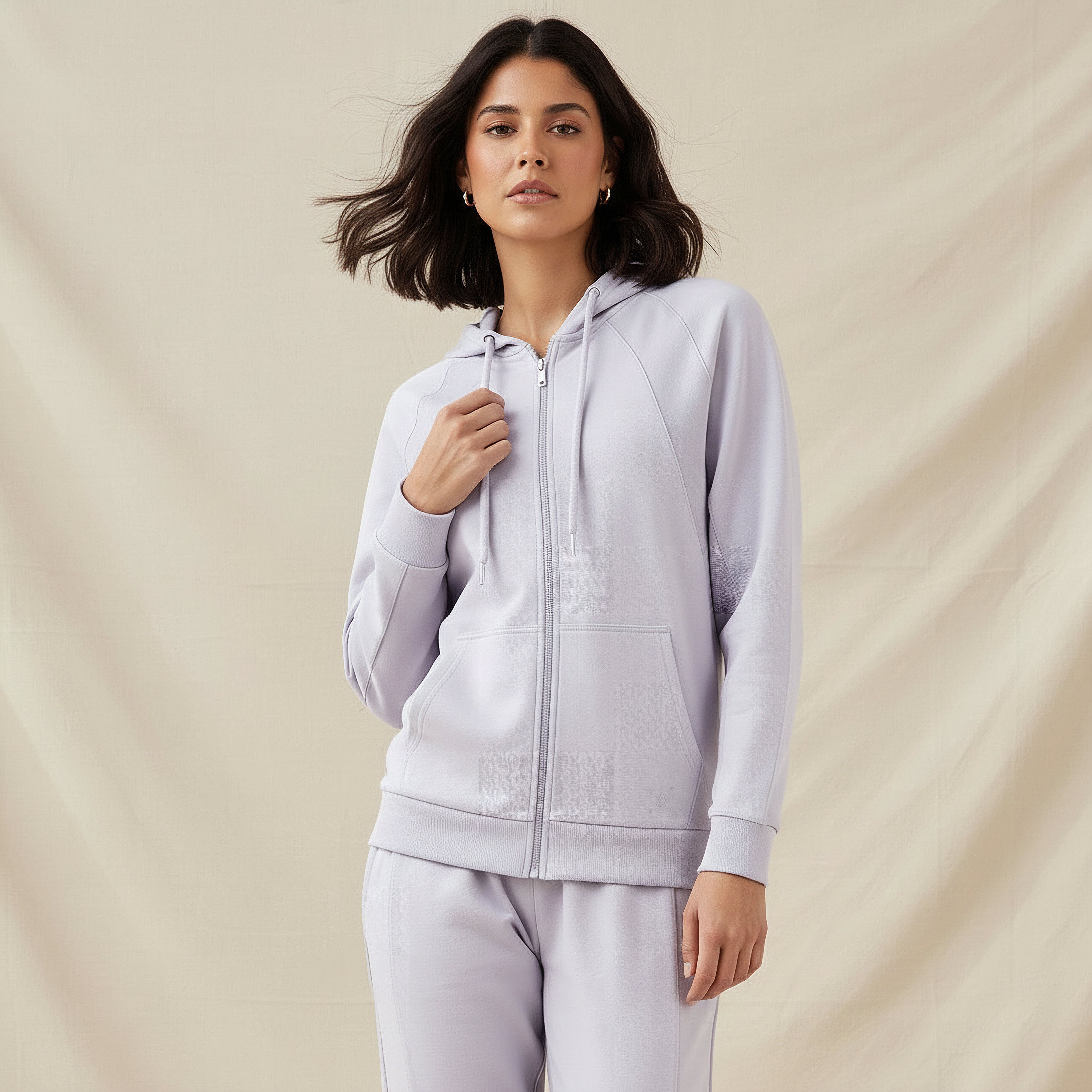 Women Kangaroo Pockets Hooded Jacket