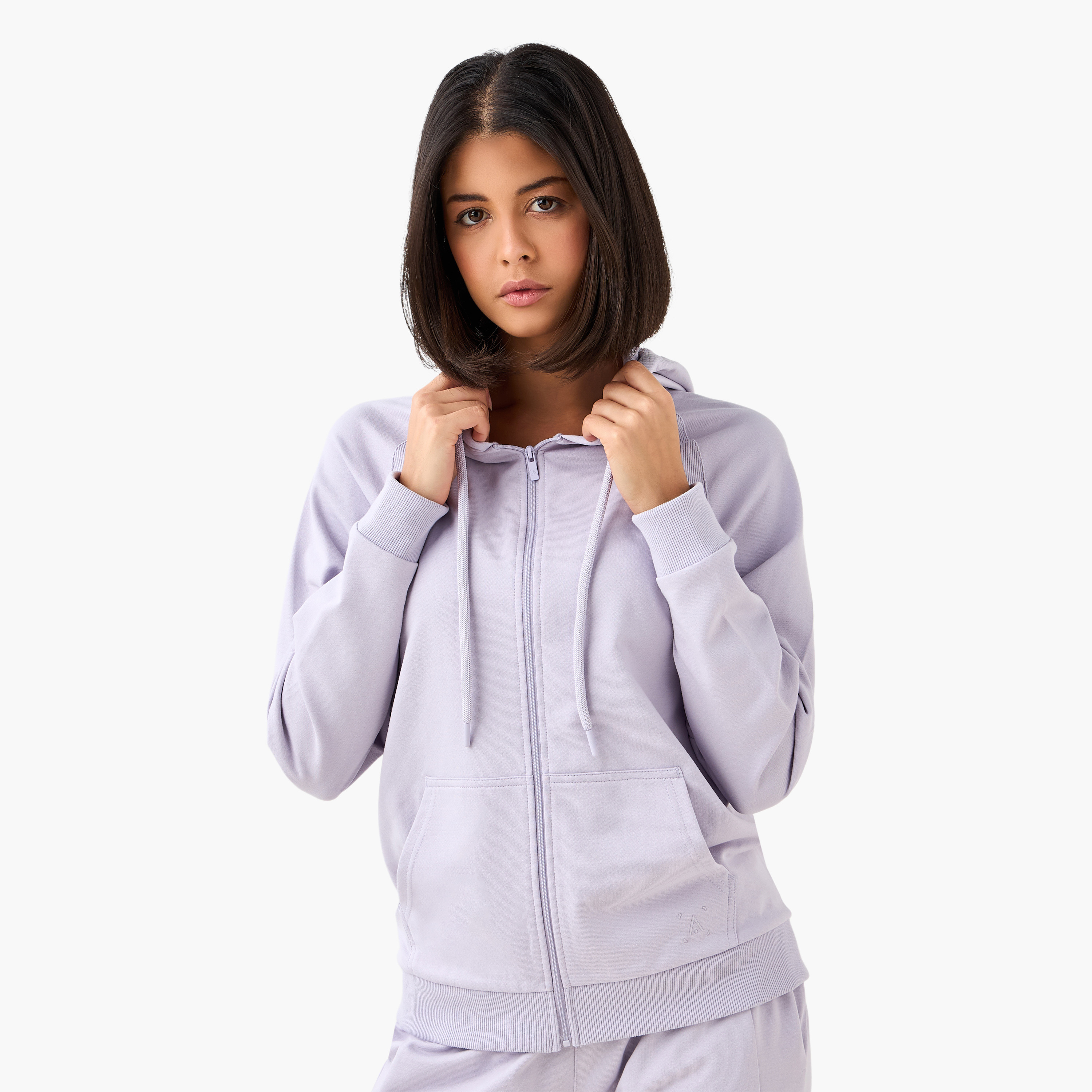 Women Kangaroo Pockets Hooded Jacket