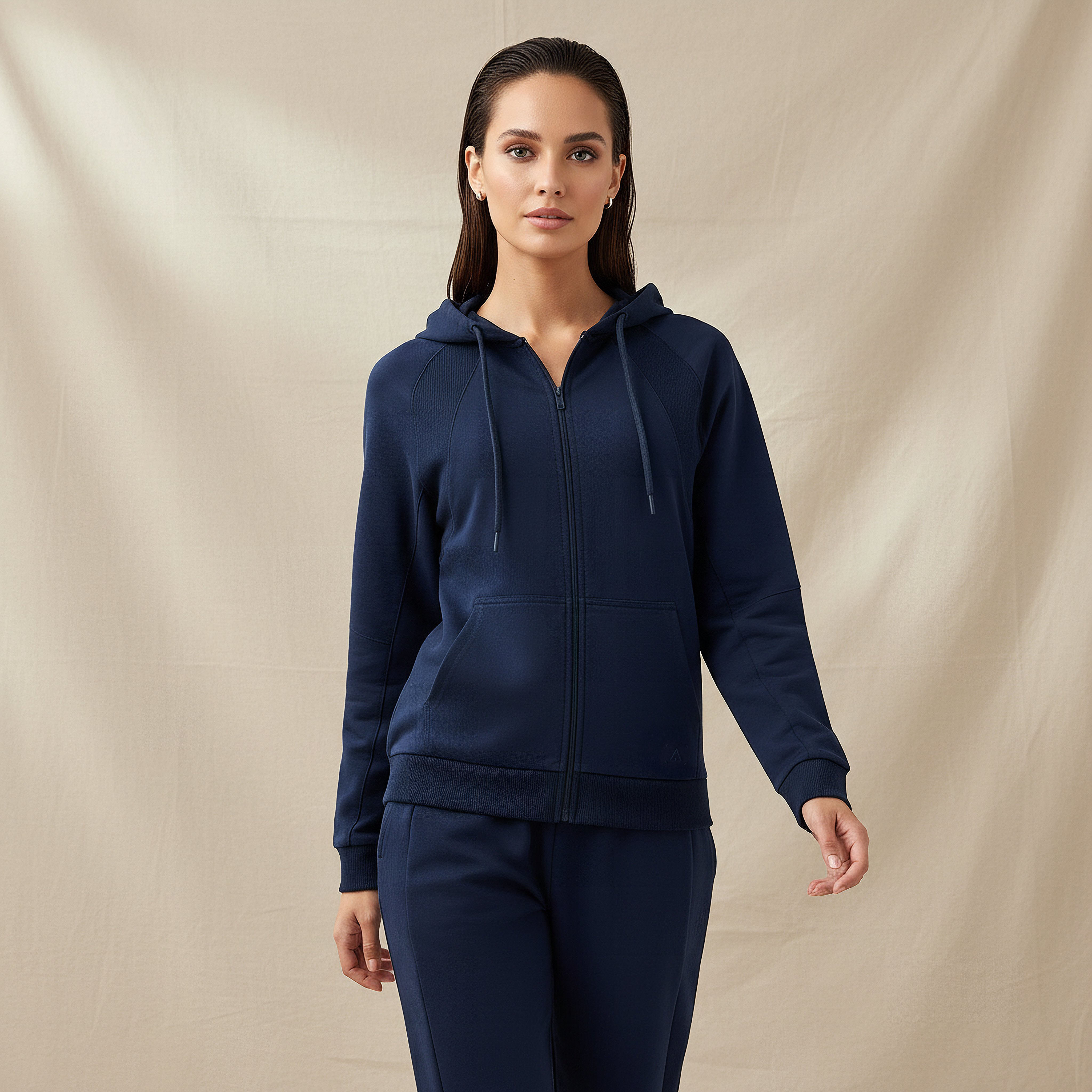 Women Kangaroo Pockets Hooded Jacket