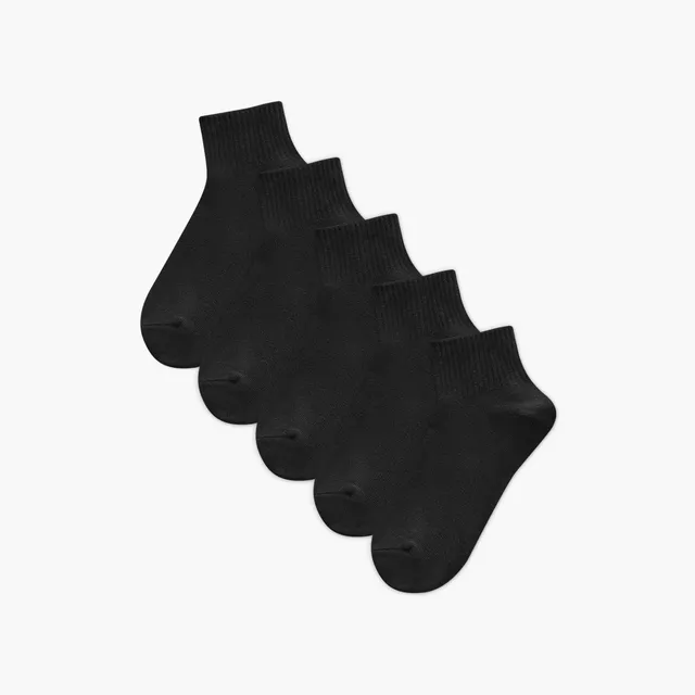 Set of 5 - Ribbed Quarter Crew Length Socks with Antibacterial Protection