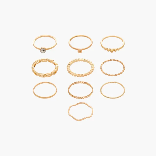10-piece Assorted Metallic Ring Set