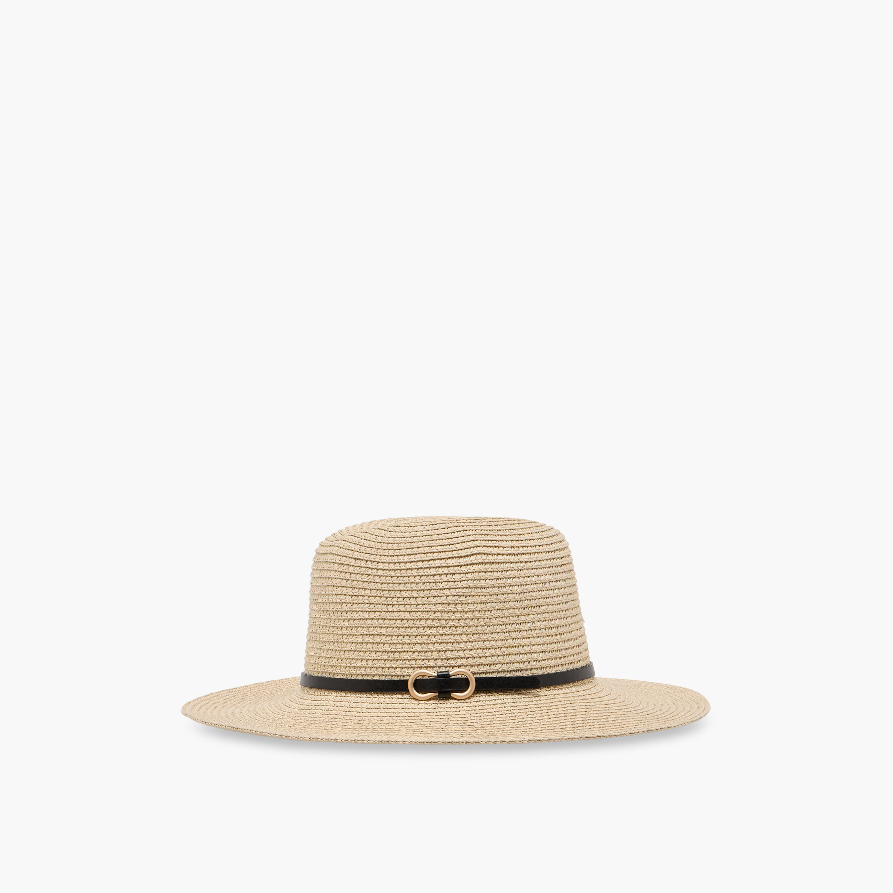 Straw Fedora Hat with Belt