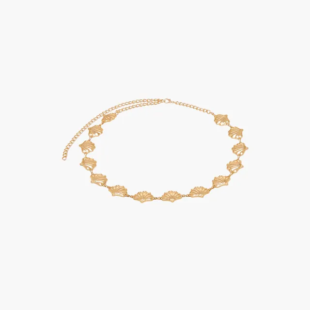 Metal Chain Belt with Seashell Charm Detail