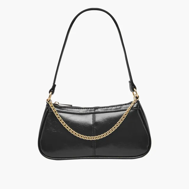 Chain Detail Shoulder Bag with Zip Closure