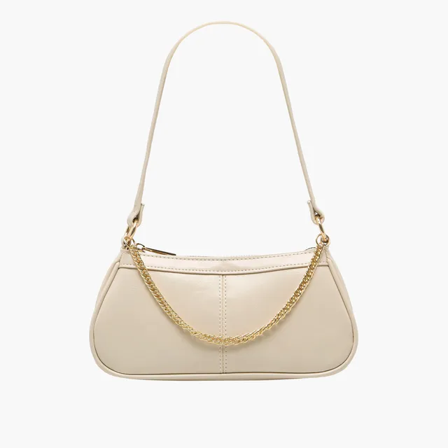 Chain Detail Shoulder Bag with Zip Closure