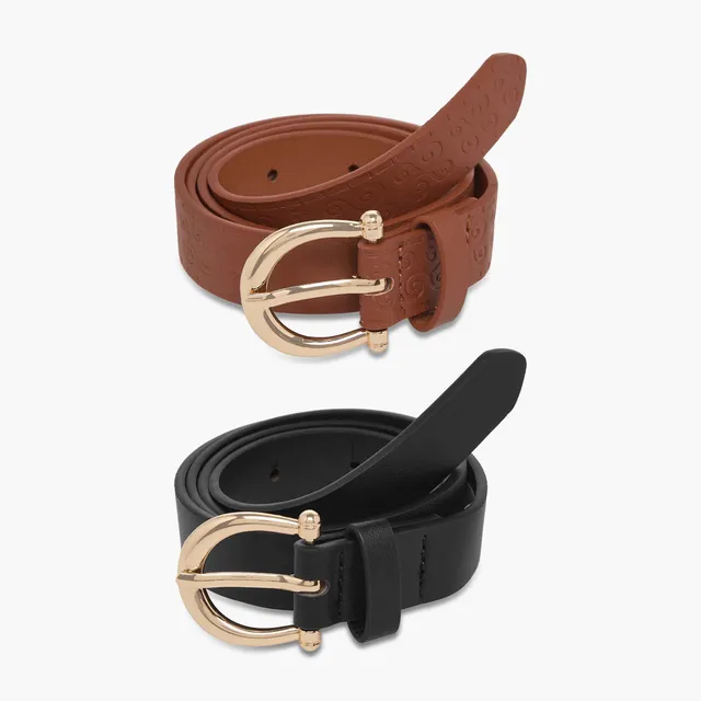 Set of 2 - Belt with Pin Buckle Closure