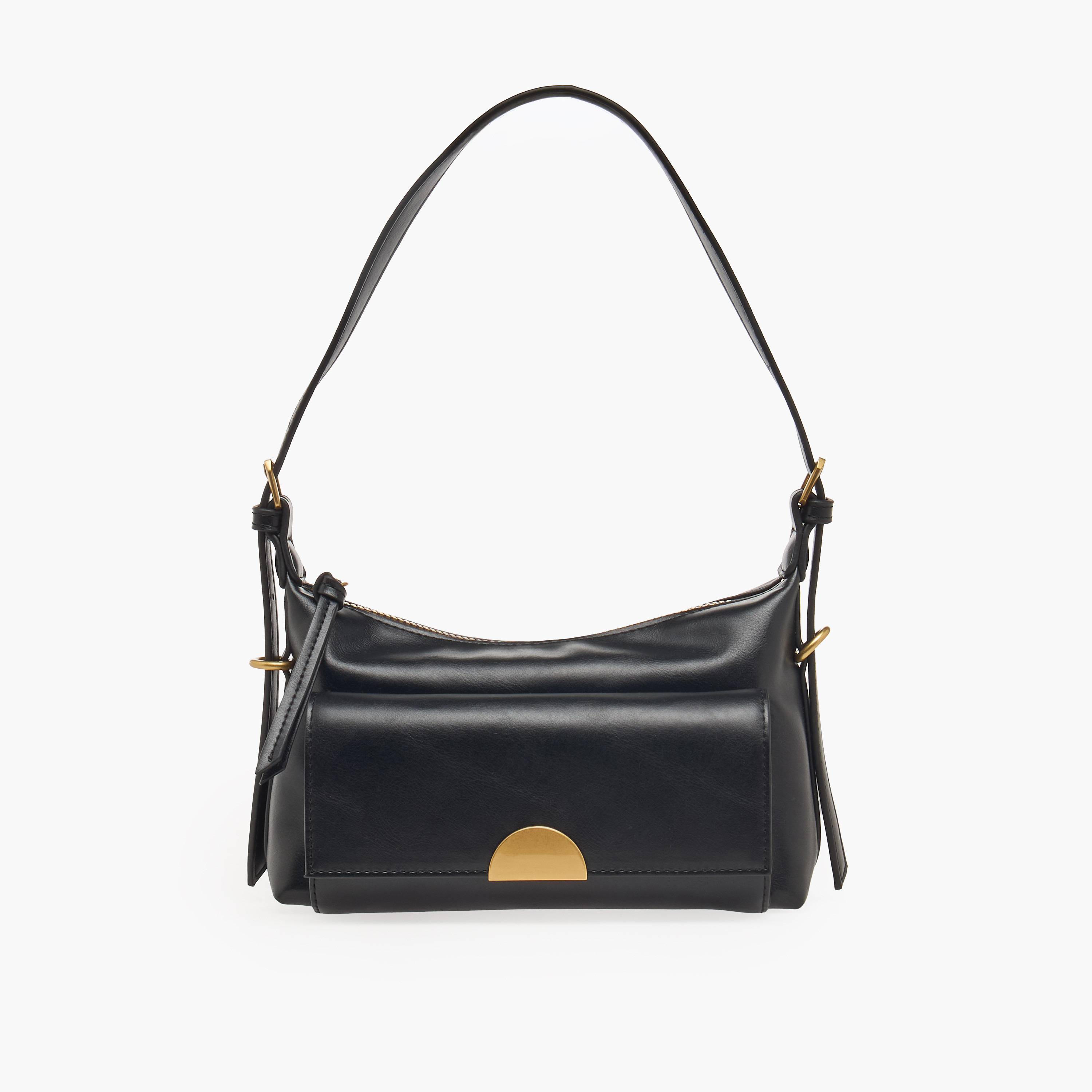Pocket Detail Shoulder Bag with Zip Closure