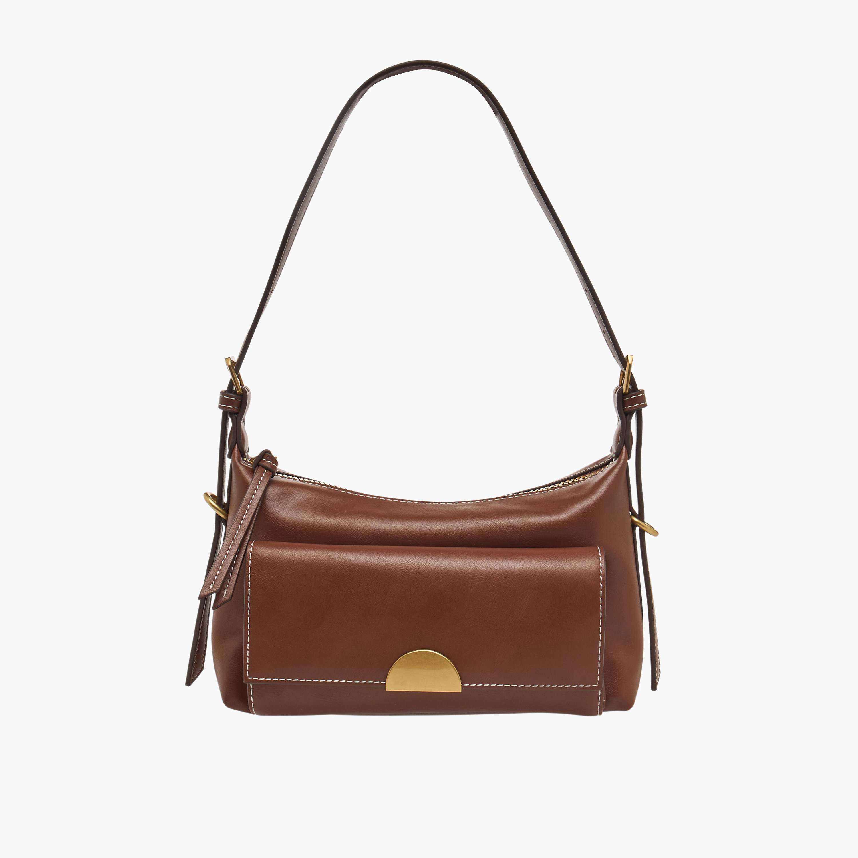 Pocket Detail Shoulder Bag with Zip Closure