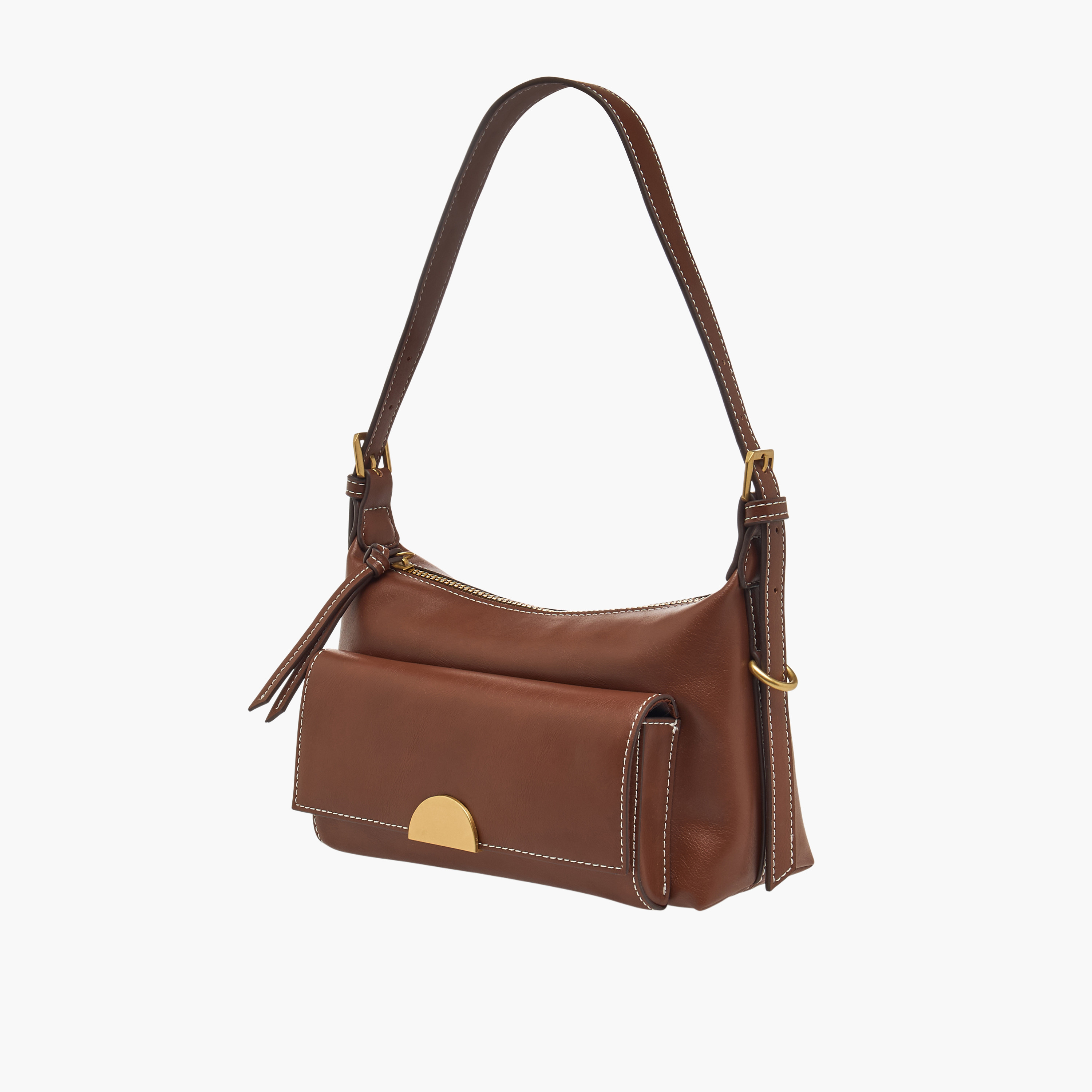 Pocket Detail Shoulder Bag with Zip Closure