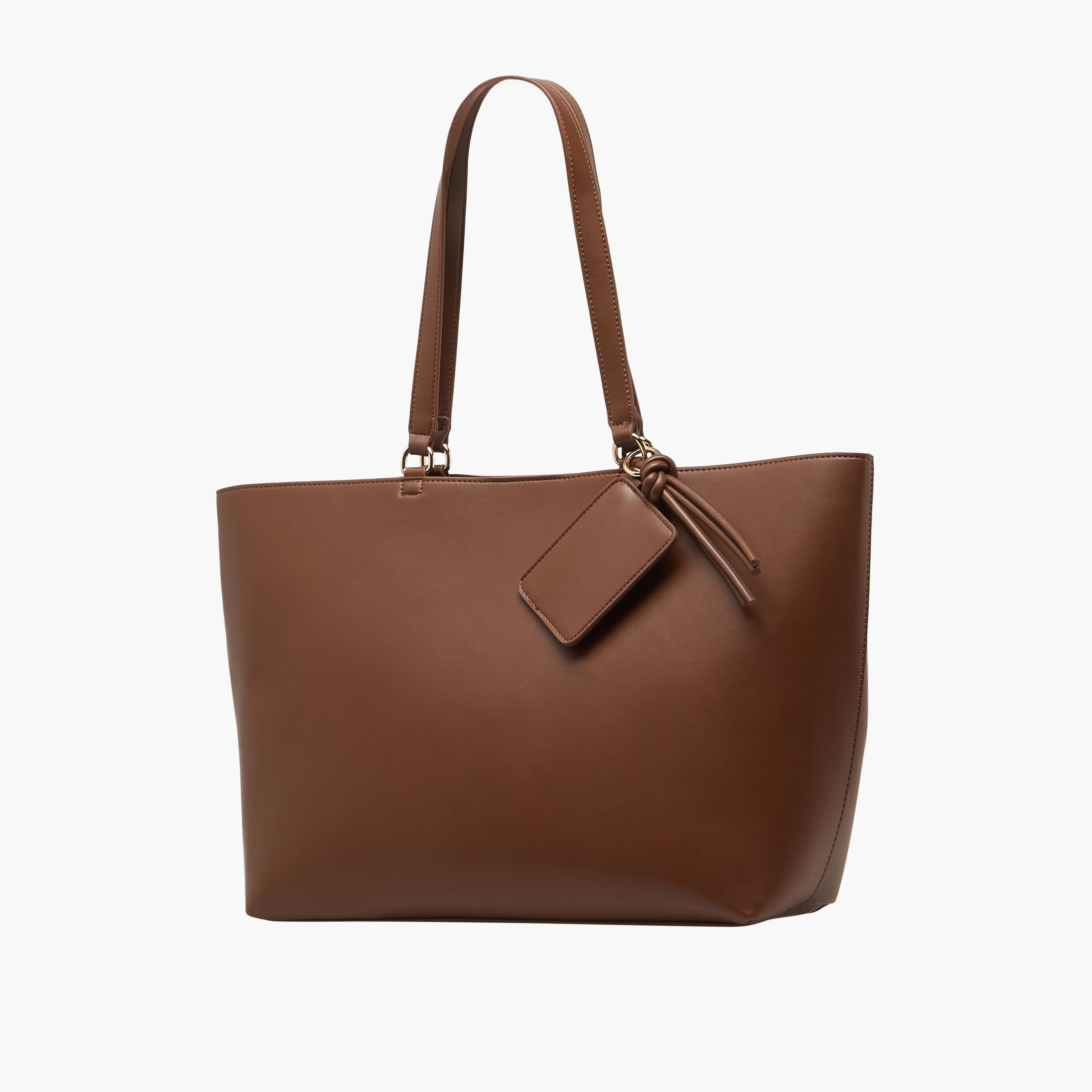 Tassel Detail Tote Bag with Button Closure