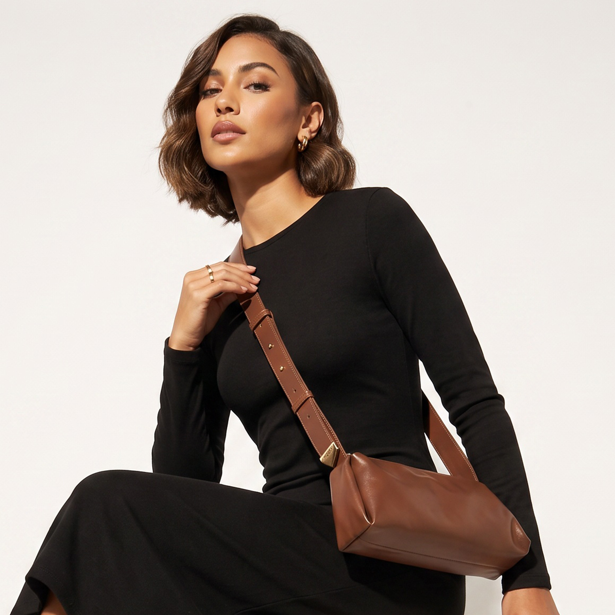 Ruched Crossbody Bag with Adjustable Strap