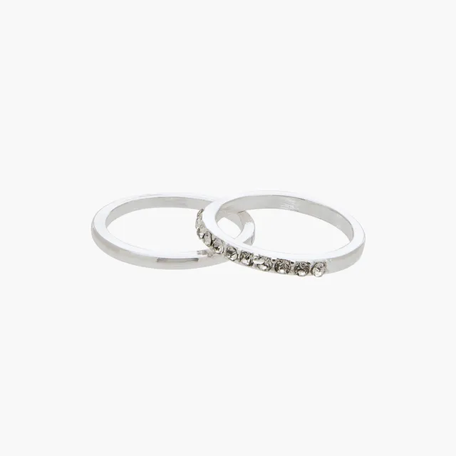 Set of 6 - Gloo Silver Tone Ring with Embellishments – image 3