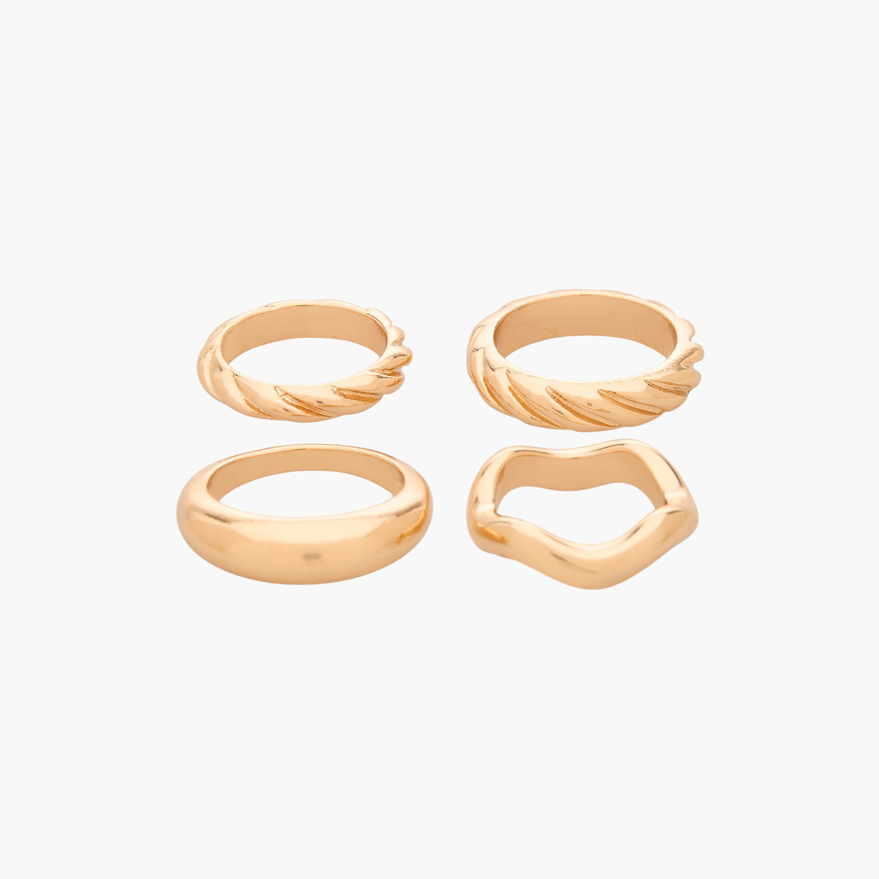 Set of 4 - Gloo Assorted Gold Tone Ring