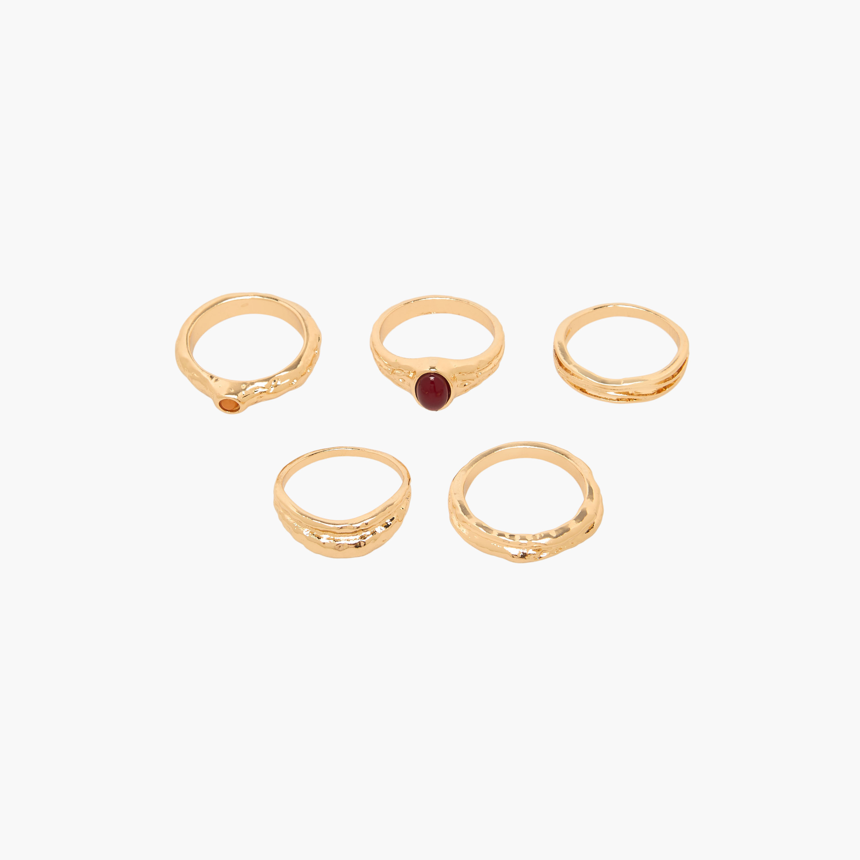 Set of 5 - Gloo Assorted Gold Tone Ring