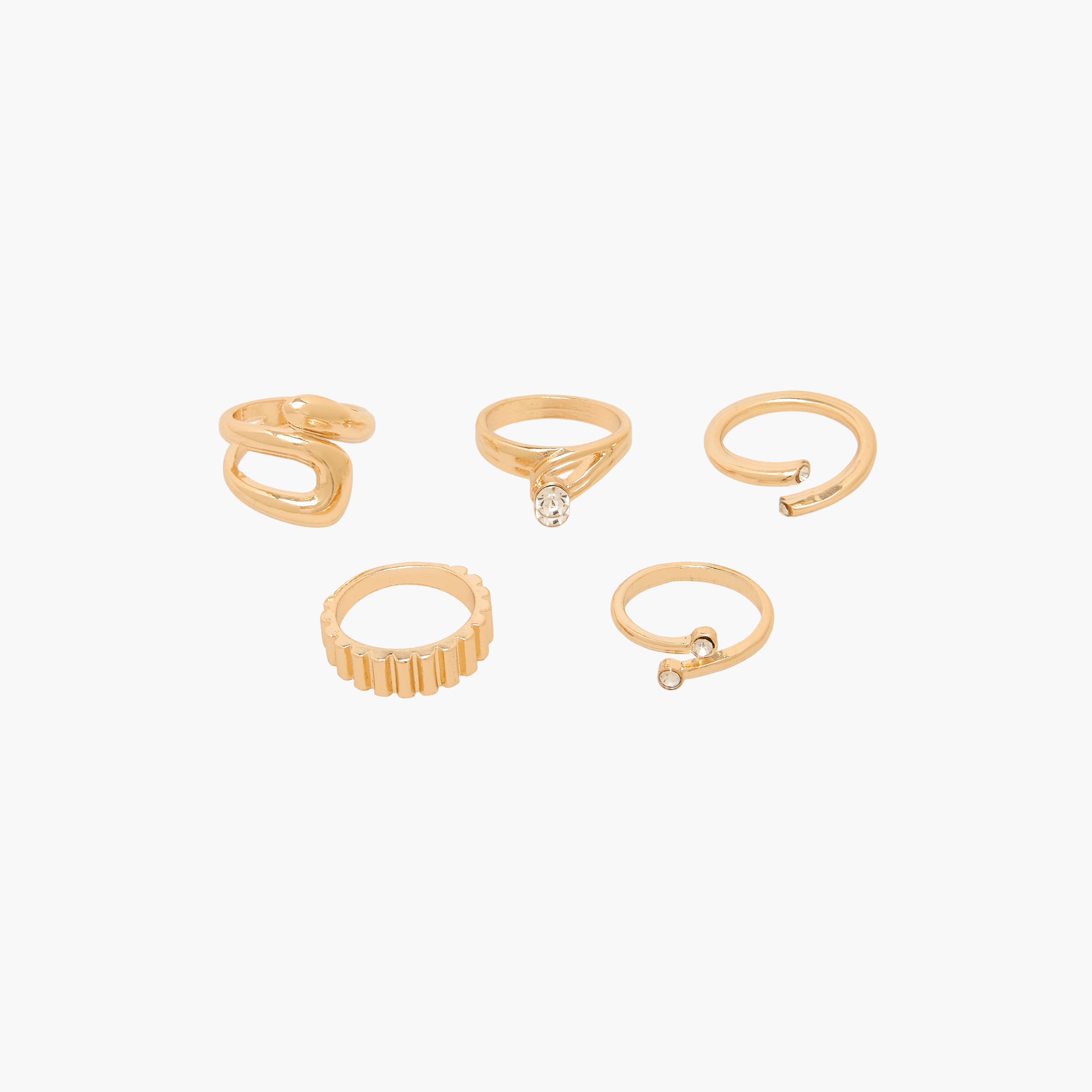 Gloo 5pc Assorted Ring Sets Gold Tone