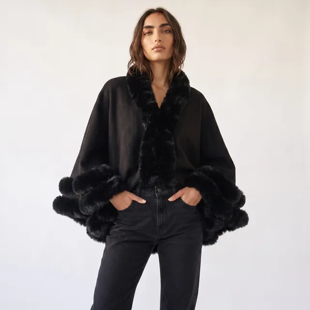 Cape with Fur Trim